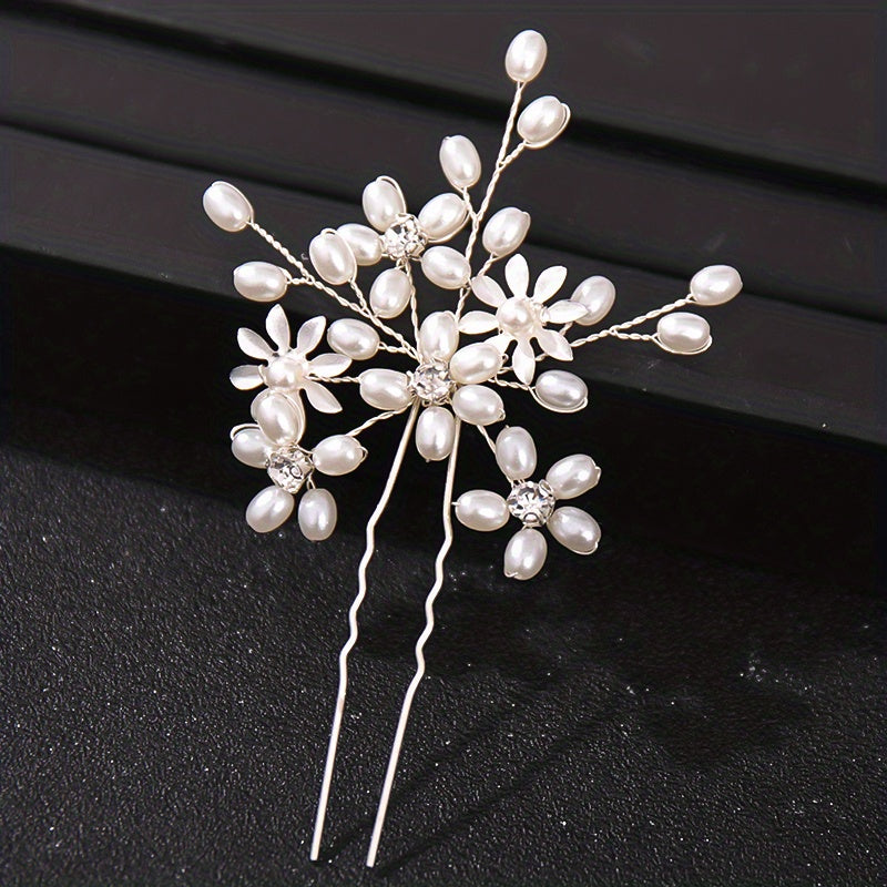 Faux Pearl Flower Hair Pins Wedding Hair Accessories