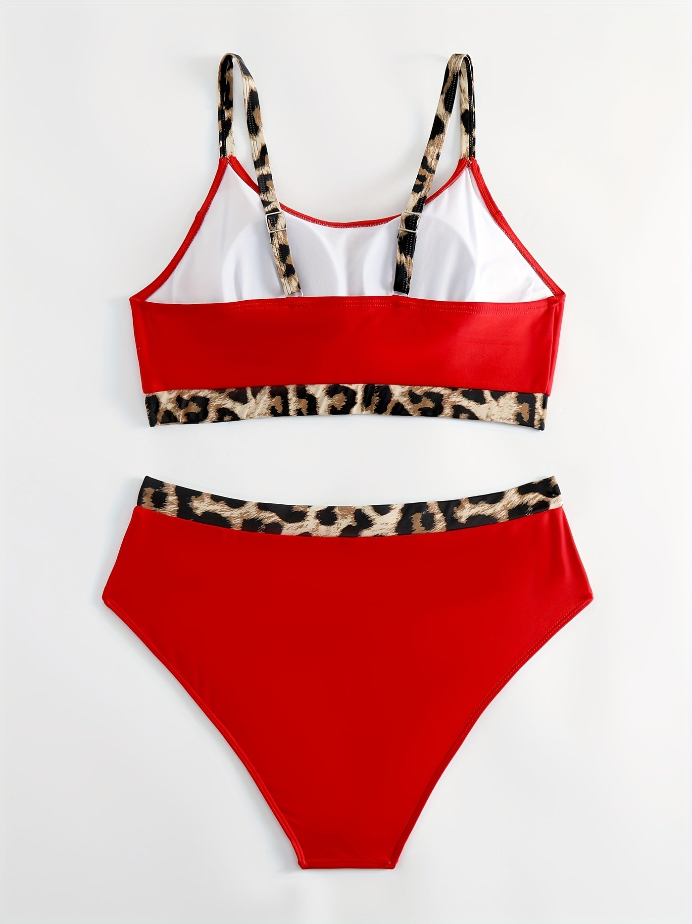 Colorblock Leopard Print Bikini Set