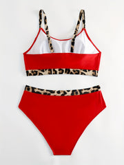 Colorblock Leopard Print Bikini Set