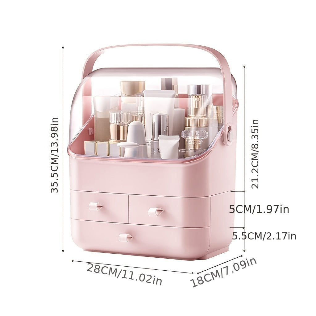 Makeup Storage Organizer Clear Cover Cosmetic Display Case With Drawers