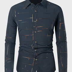 Geometric Print Button Up Shirt Men's Spring Summer Autumn Tops