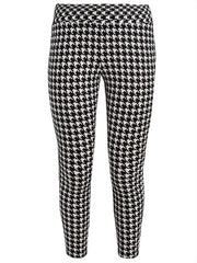 Houndstooth High Rise Wide Waist Band Stretch Leggings