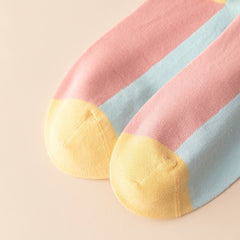 5 Pairs Colorblock Ankle Socks & Low Cut Crew Socks Women's Stockings
