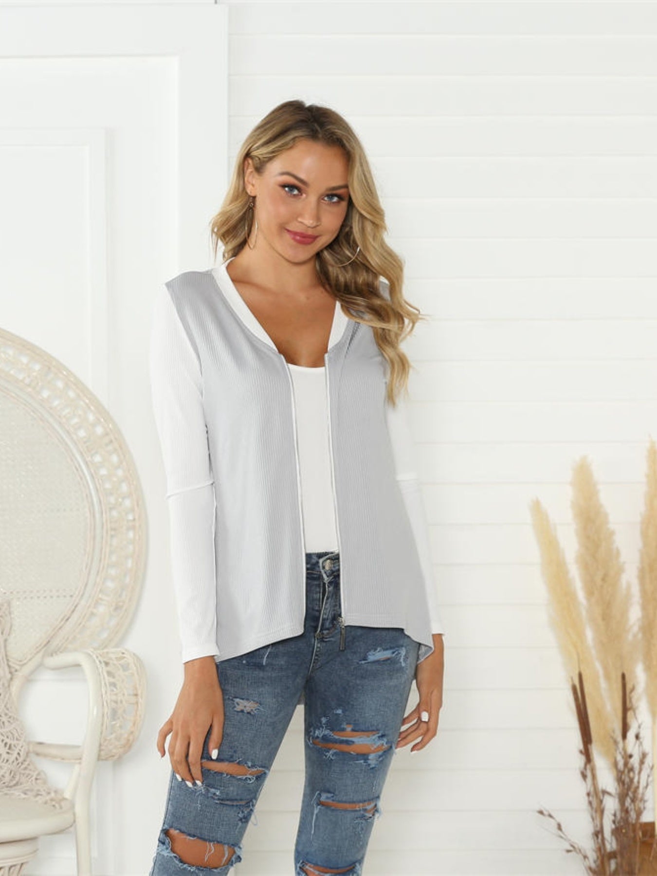 Solid Zipper Casual Long Sleeve Jacket Women's Coat