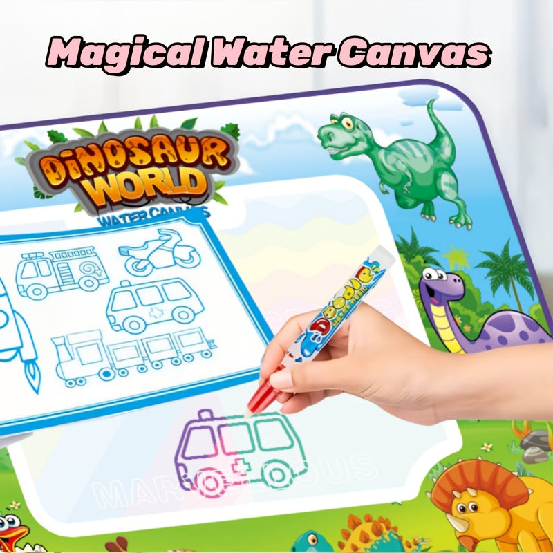 Kids Watercolor Canvas Painting Set - Dinosaur & Vehicle Designs - Ages 3+