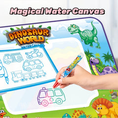 Kids Watercolor Canvas Painting Set - Dinosaur & Vehicle Designs - Ages 3+