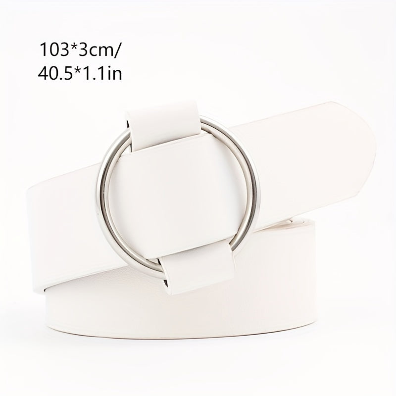 Smooth Buckle Circle Wide Leather Belt for Girls Children