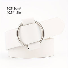 Smooth Buckle Circle Wide Leather Belt for Girls Children