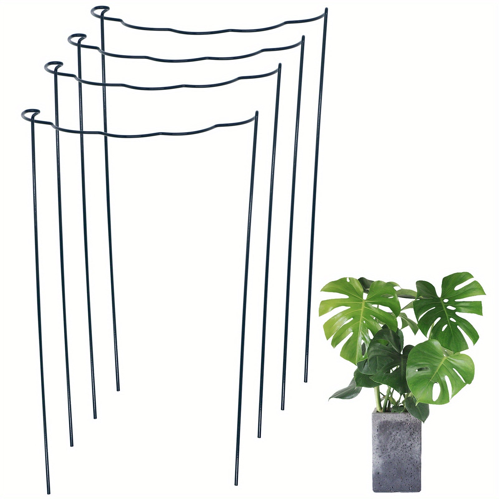Metal Garden Plant Support Stakes Semi Wavy Outdoor Ring Cage for Tomatoes