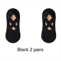 2 Pairs Cross Cut Out Ankle Socks for Yoga Pilates