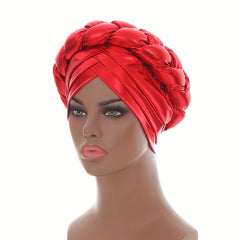 Red Hot Stamping Turbans Bright Head Wraps Twist Braid Bonnet