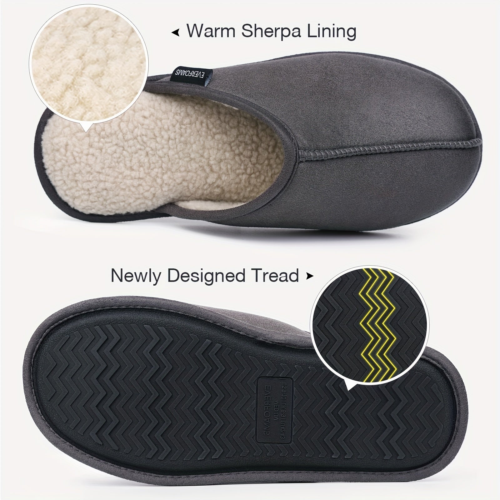 Men's Memory Foam Slippers with Sherpa Lining