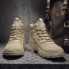 Men's Rugged Service Boots Casual Lace up Walking Shoes