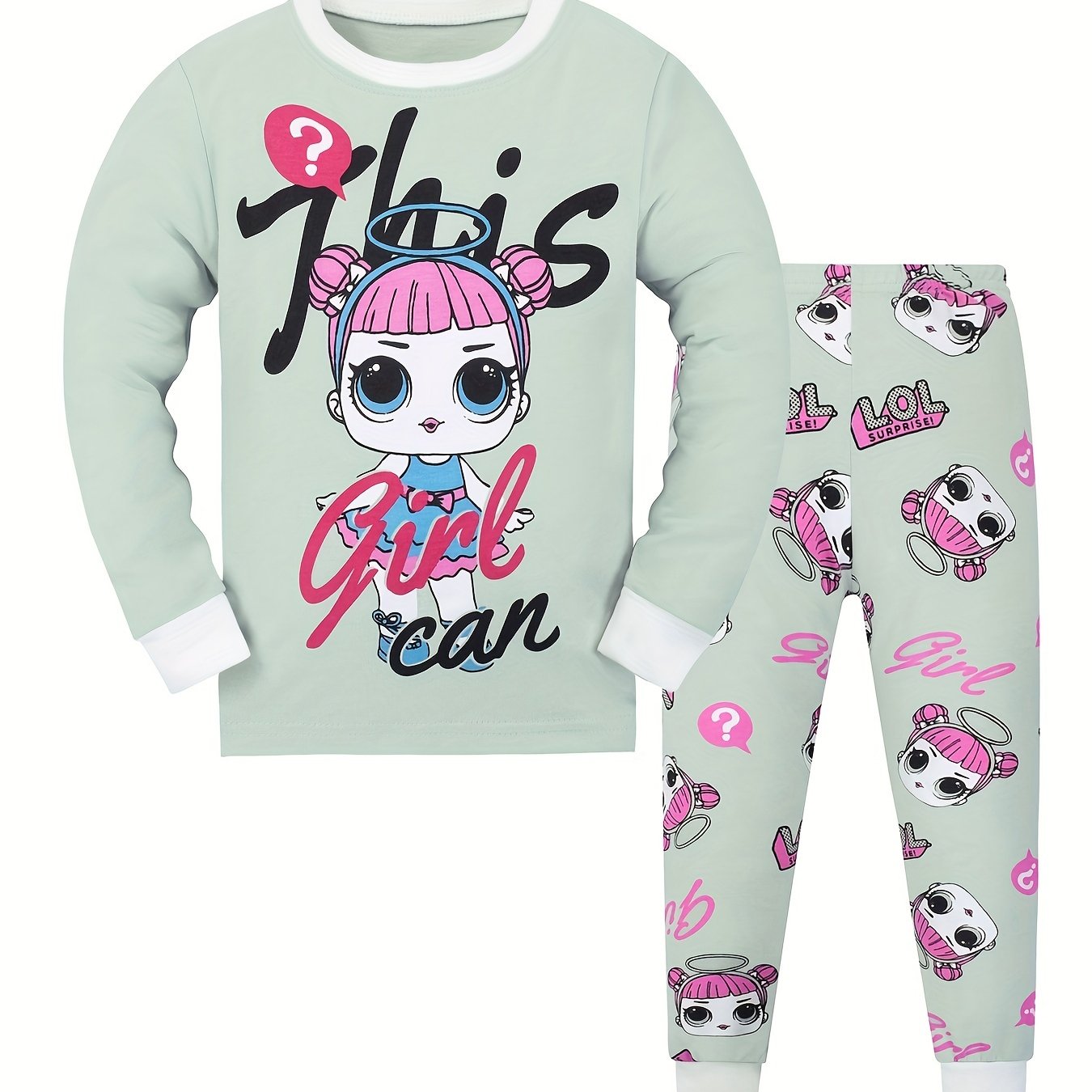 Girl's 2pcs Pajama Set Long Sleeve Top & Pants Loungewear Comfy PJ Set