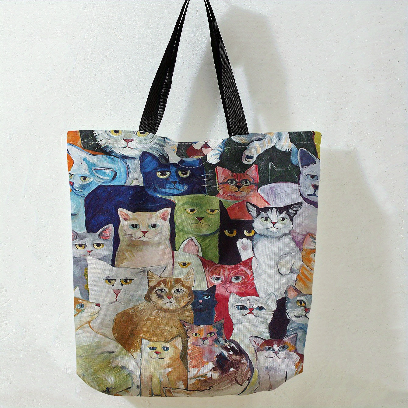 Many Cats Oil Painting Tote Bag Large Travel Beach Shoulder Bag