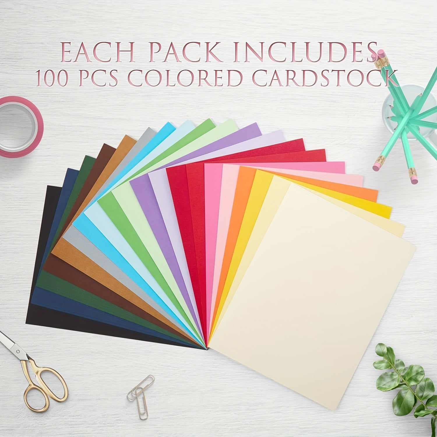 100 Sheets Colored Cardstock 20 Rainbow Colors 220gsm DIY Art Students Paper