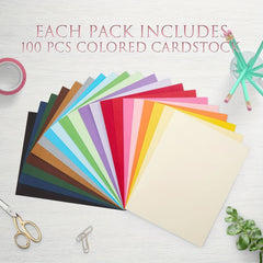 100 Sheets Colored Cardstock 20 Rainbow Colors 220gsm DIY Art Students Paper