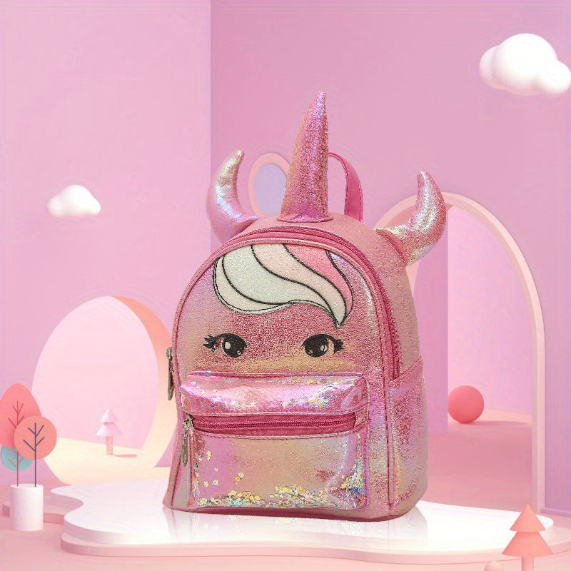 Unicorn With Horns Shape Backpack for Girls