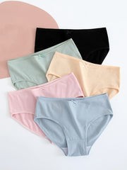 5 Pack Plus Size Casual Panties Set Women's Plus Comfort Solid Medium Stretch