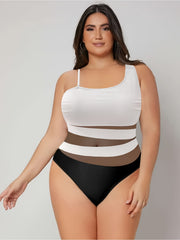 Colorblock Mesh One Piece Bathing Suit