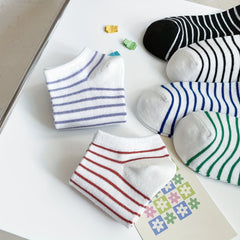 6 Pairs Striped Ankle Socks Women's Short Stockings & Hosiery