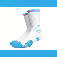 Men's Thickened Breathable Mid Calf Socks for Running Cycling Football