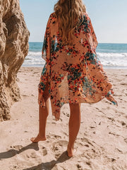 Print Cover Up Loose Fit Split Beachwear Kimono Women's Swimwear