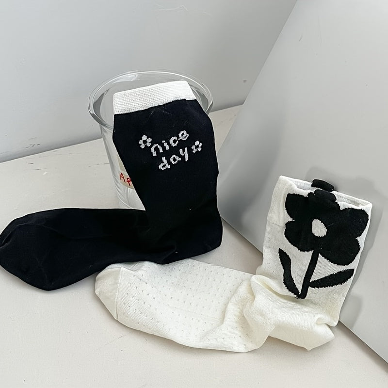 Floral Print Socks Mid Tube Stockings