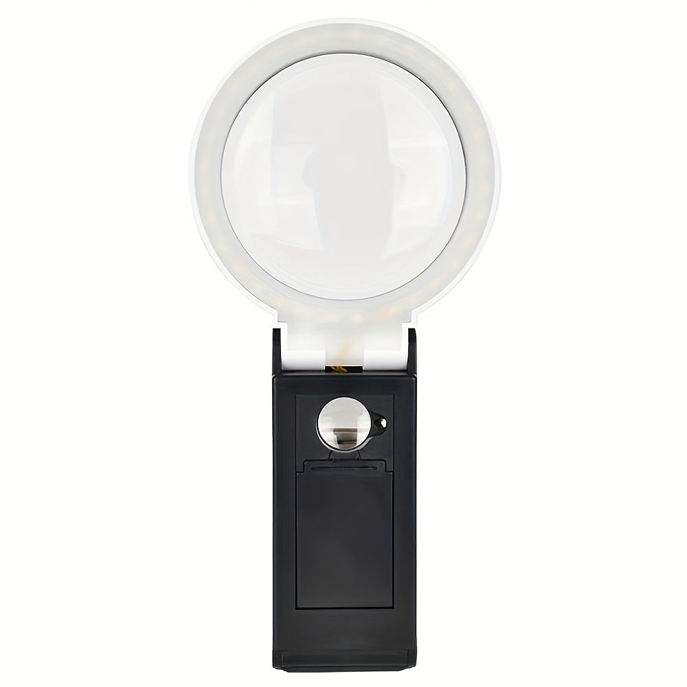 25X Magnifying Lens Handheld Eye Loupe Magnifier LED Illuminated Foldable