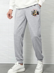 Cartoon Print Men's Sweatpants Casual Solid Drawstring Sweatpants