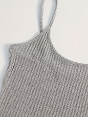 Solid Waffle Lounge Set Cami Top & Pants Women's Loungewear