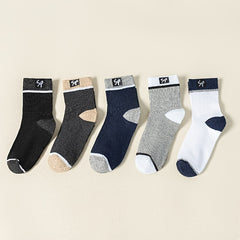 Men's Block Crew Socks Breathable Comfy Casual Unisex Socks