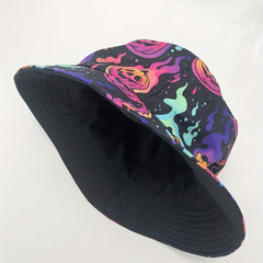 Flame Pumpkin Print Reversible Y2K Bucket Hat Lightweight Halloween