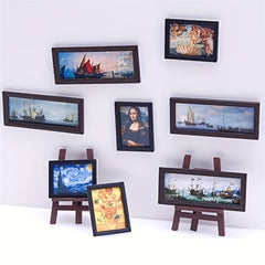 8pcs Retro Mini Picture Frame Doll Furniture Set