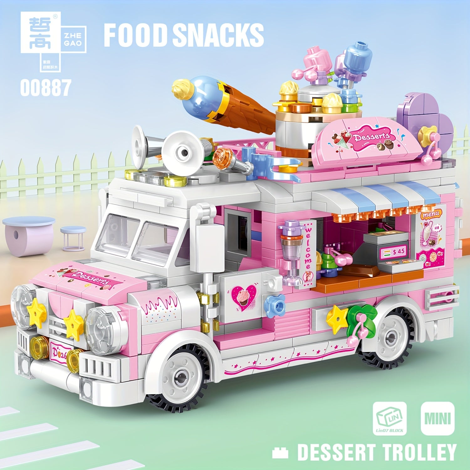 Mini Building Blocks Food Truck Set Creative Model Toy Festive Gift