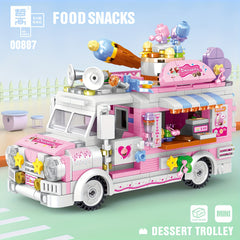 Mini Building Blocks Food Truck Set Creative Model Toy Festive Gift