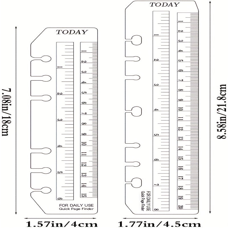 2pcs Clear Plastic Page Marker Pouch Pagefinder for A5 A6 6 Hole Binder Notebook