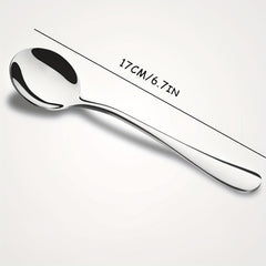 6pcs Soup Spoon Stainless Steel Large Round Spoon Heavy Duty Tableware