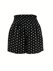 Polka Dot Ruched Shorts Women's Clothing