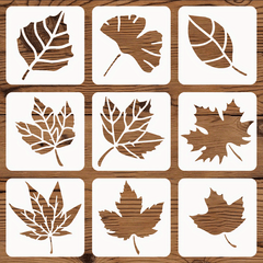 9pcs Leaf Paintings Wooden Templates
