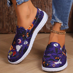Halloween Pumpkin Ghost Slip On Canvas Shoes