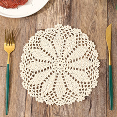 Beige Lace Coaster Doily Vintage Floral Hollow Out Anti-scalding Table Mat