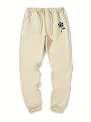 Men's Rose Print Drawstring Sweatpants Casual Jogger Pants