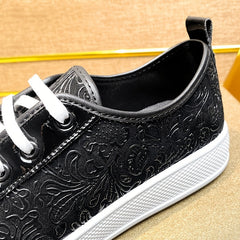 Men's Flower Embossed Sneakers Lightweight Non Slip Walking Shoes