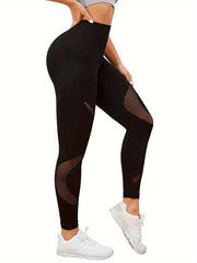 Mesh High Waist Tummy Control Fitness Pants Hip Lifting Sports Leggings