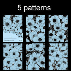 5pcs Flower Series Bronzing Silver Laser Sticker Set for DIY Decor