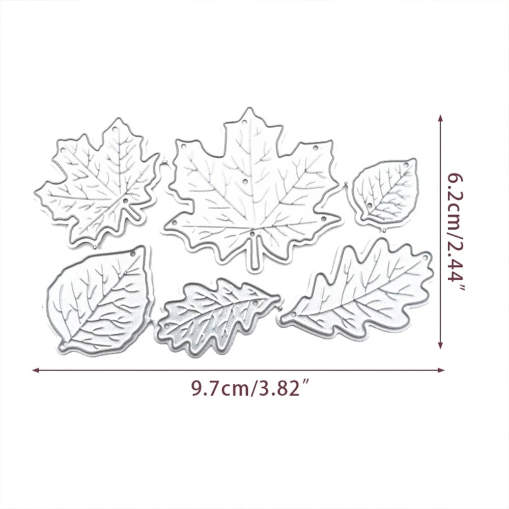 6Pcs Set Maple Leaf Metal Cutting Dies for Scrapbooking and Card Making DIY