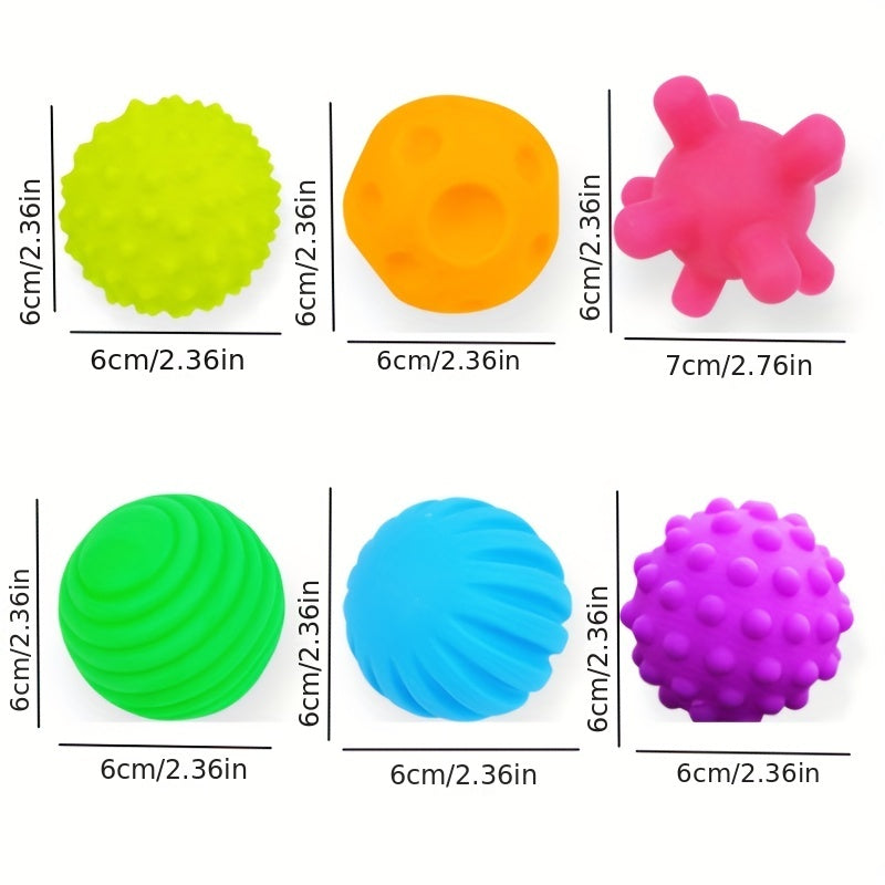 6pcs Texture Pinch Ball Rattle Balls Soft Touch Educational Toys