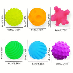 6pcs Texture Pinch Ball Rattle Balls Soft Touch Educational Toys
