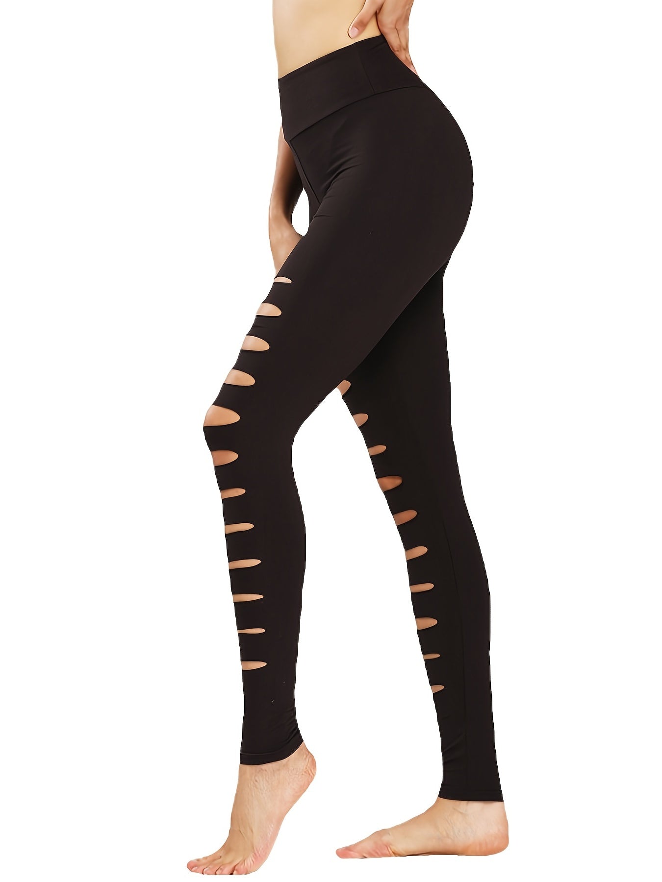 High Waist Ripped Yoga Leggings for Women Stretchy and Breathable